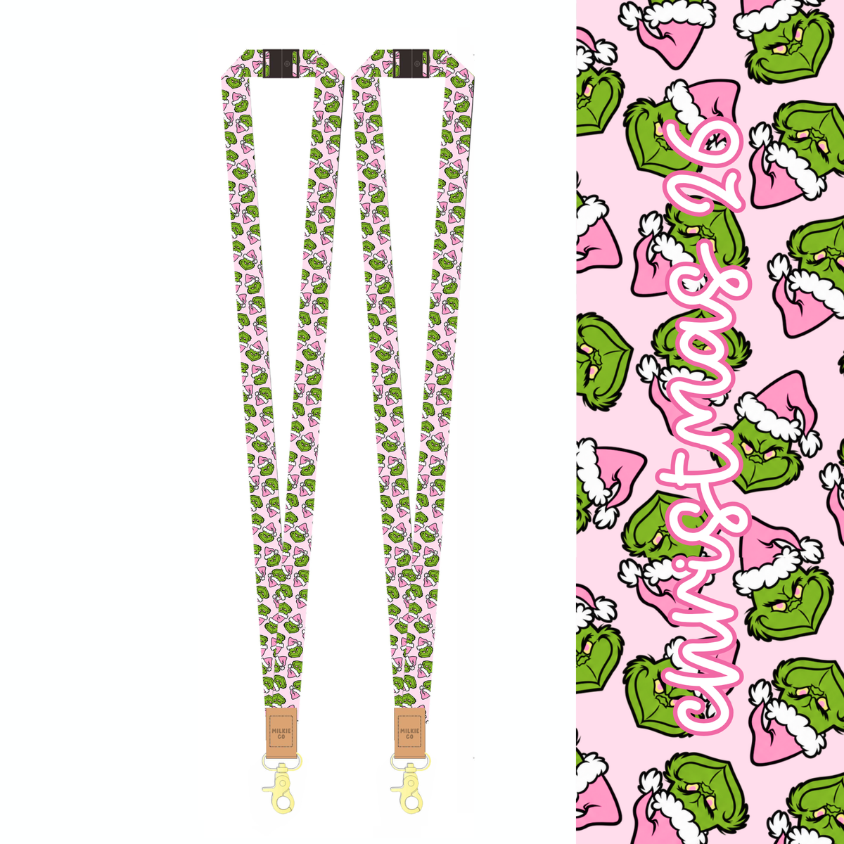 Pink Christmas Fabric Lanyard [PRE-ORDER FOR EARLY OCT]