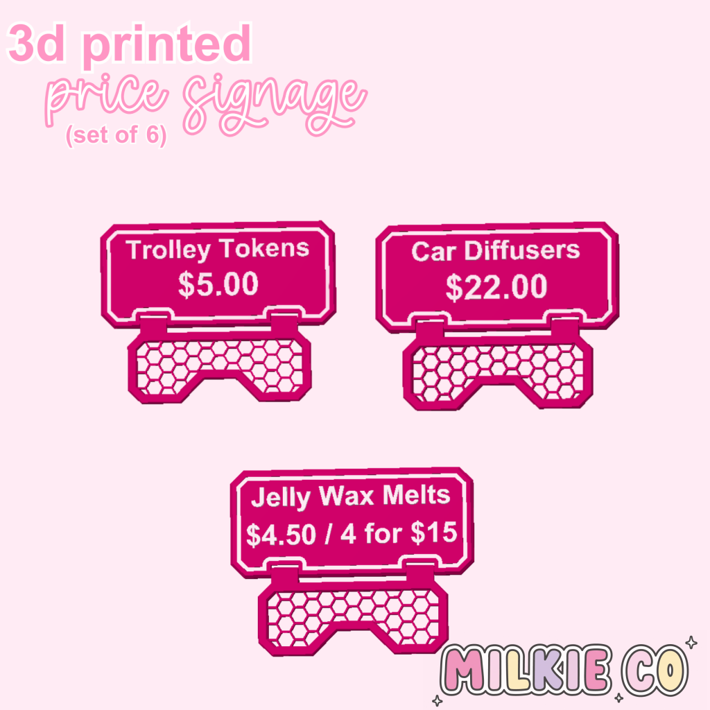 3D Printed Price Signage (Set of 6)