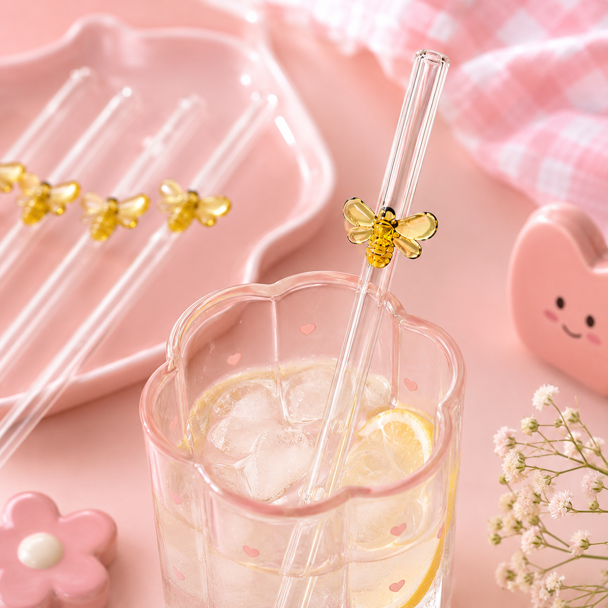 Bumble Bee Glass Straw