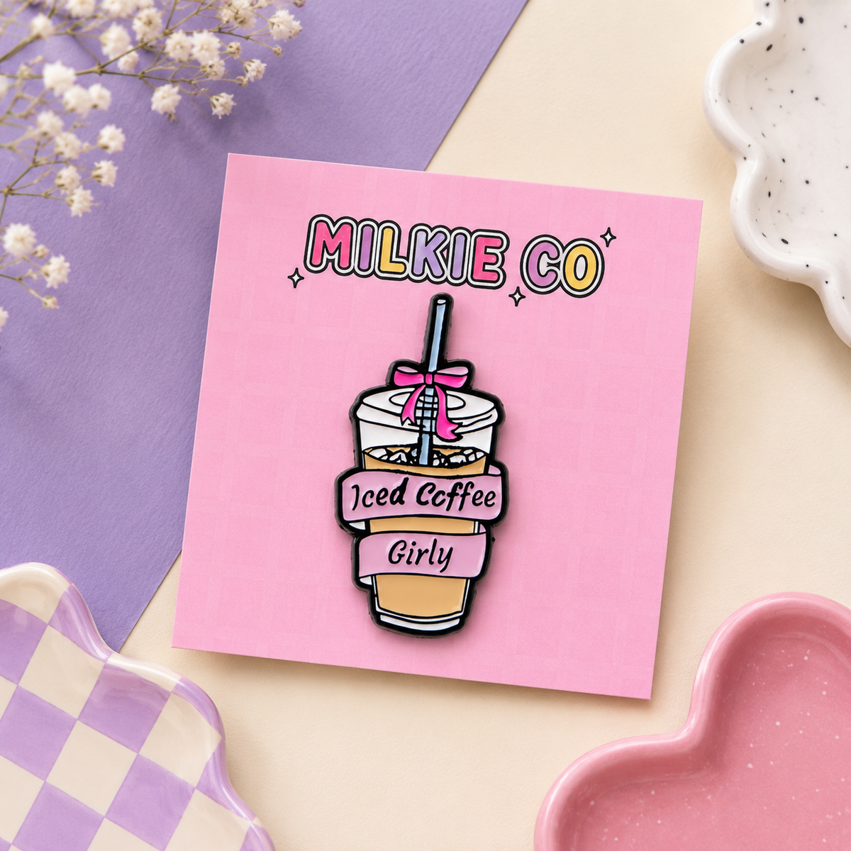 'Iced Coffee Girly' Enamel Pin