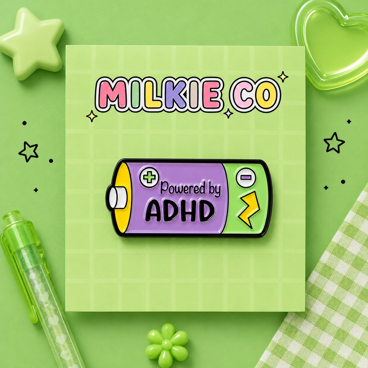 'Powered by ADHD' Enamel Pin