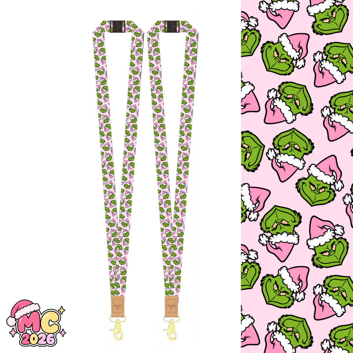 Pink Christmas Fabric Lanyard