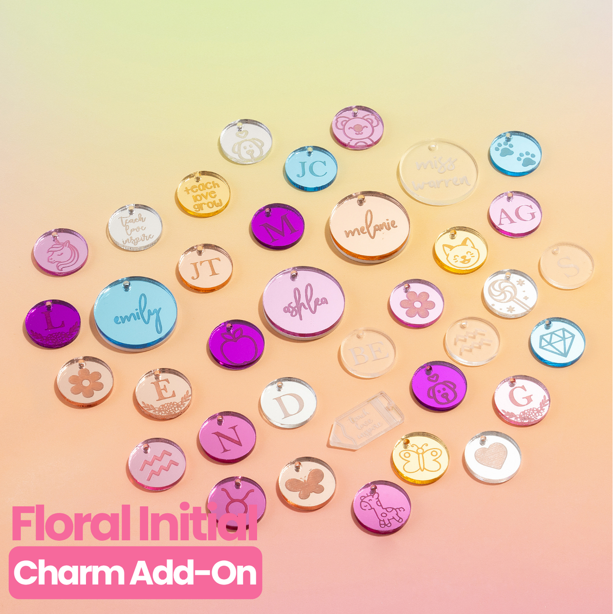 Floral Letter Charms (20mm)