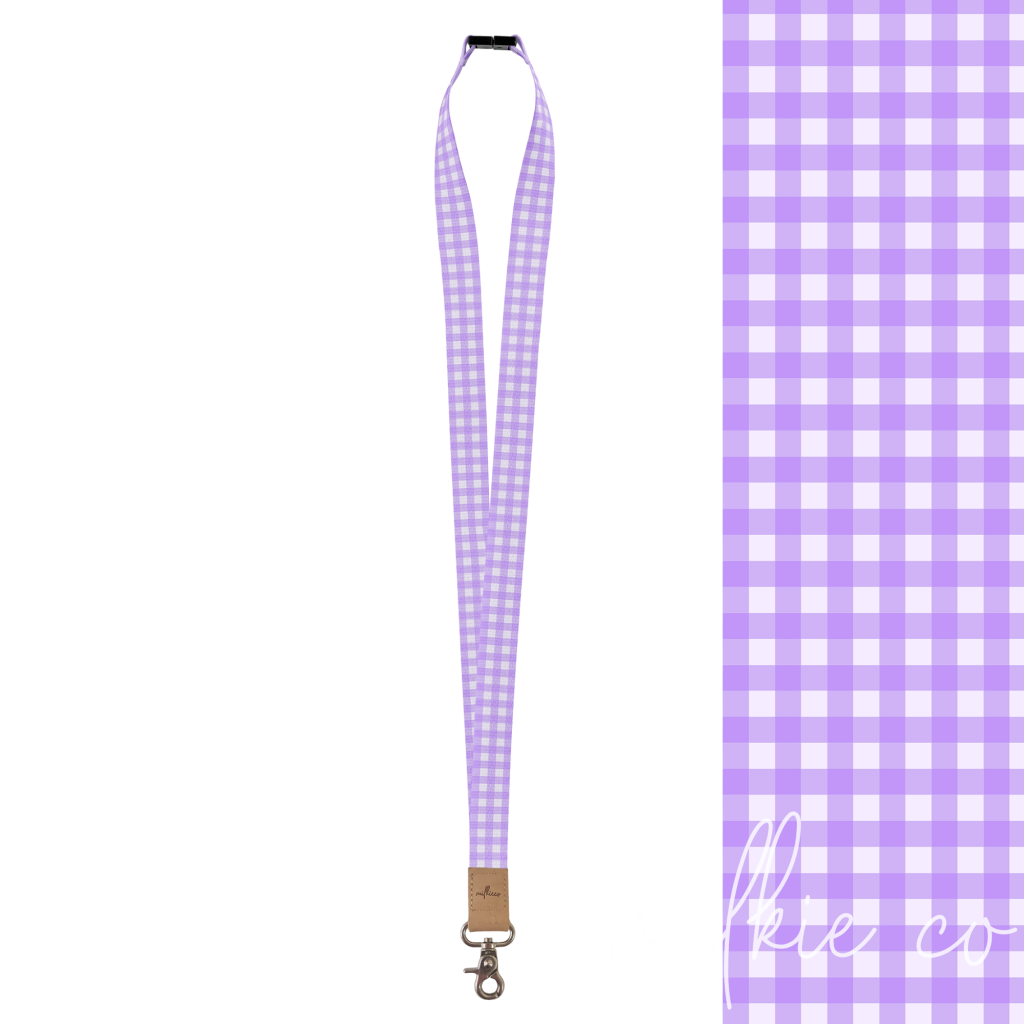 Baby Lilac Gingham Fabric Lanyard All Products