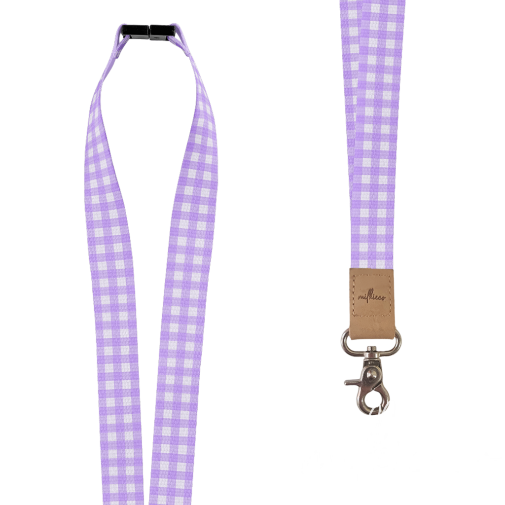 Baby Lilac Gingham Fabric Lanyard All Products