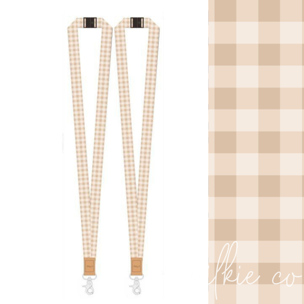 Beige Gingham Fabric Lanyard All Products