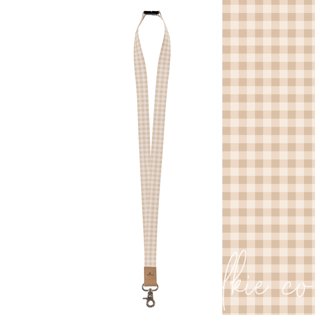 Beige Gingham Fabric Lanyard All Products