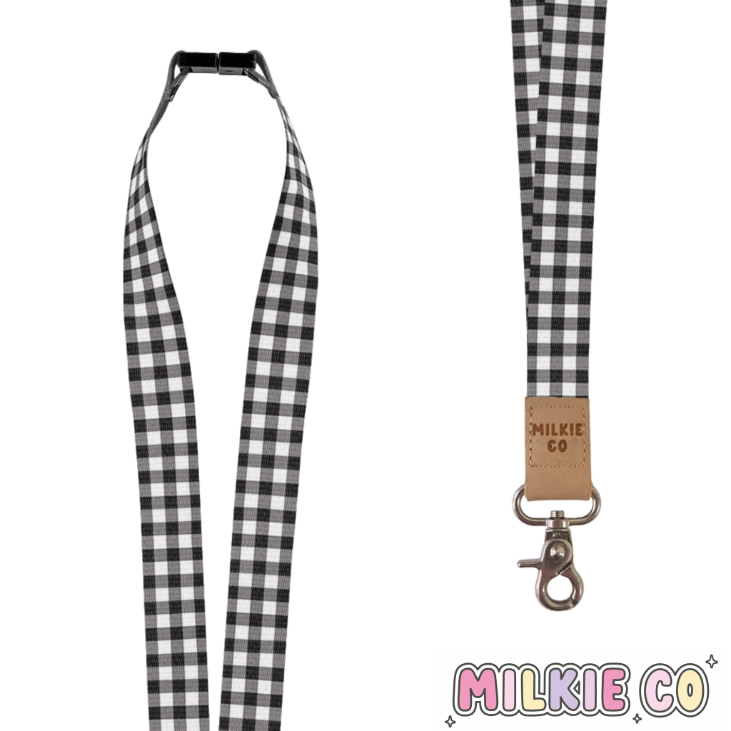 Black Gingham Fabric Lanyard All Products