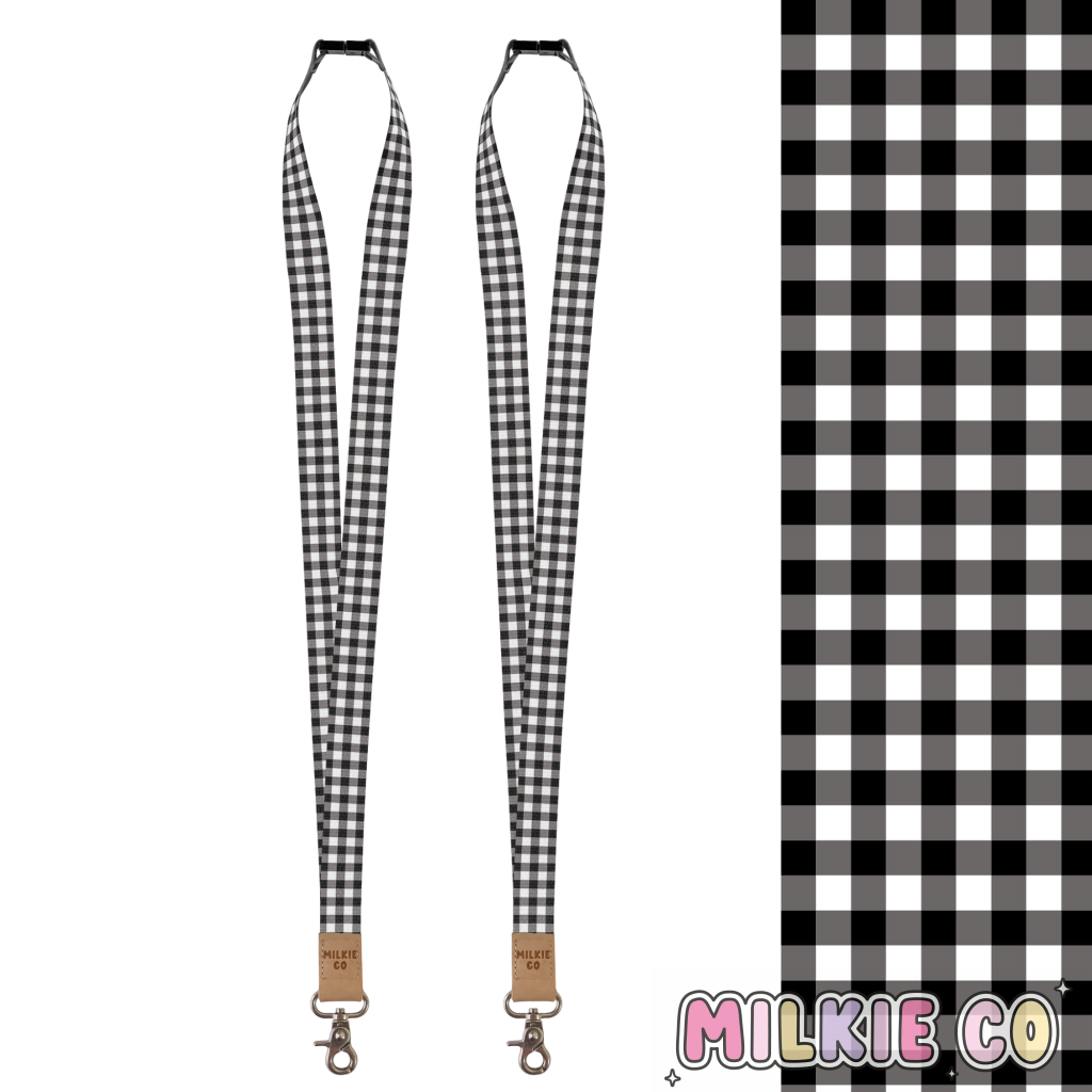 Black Gingham Fabric Lanyard *Pre-Order: Ships Mid Jan* All Products