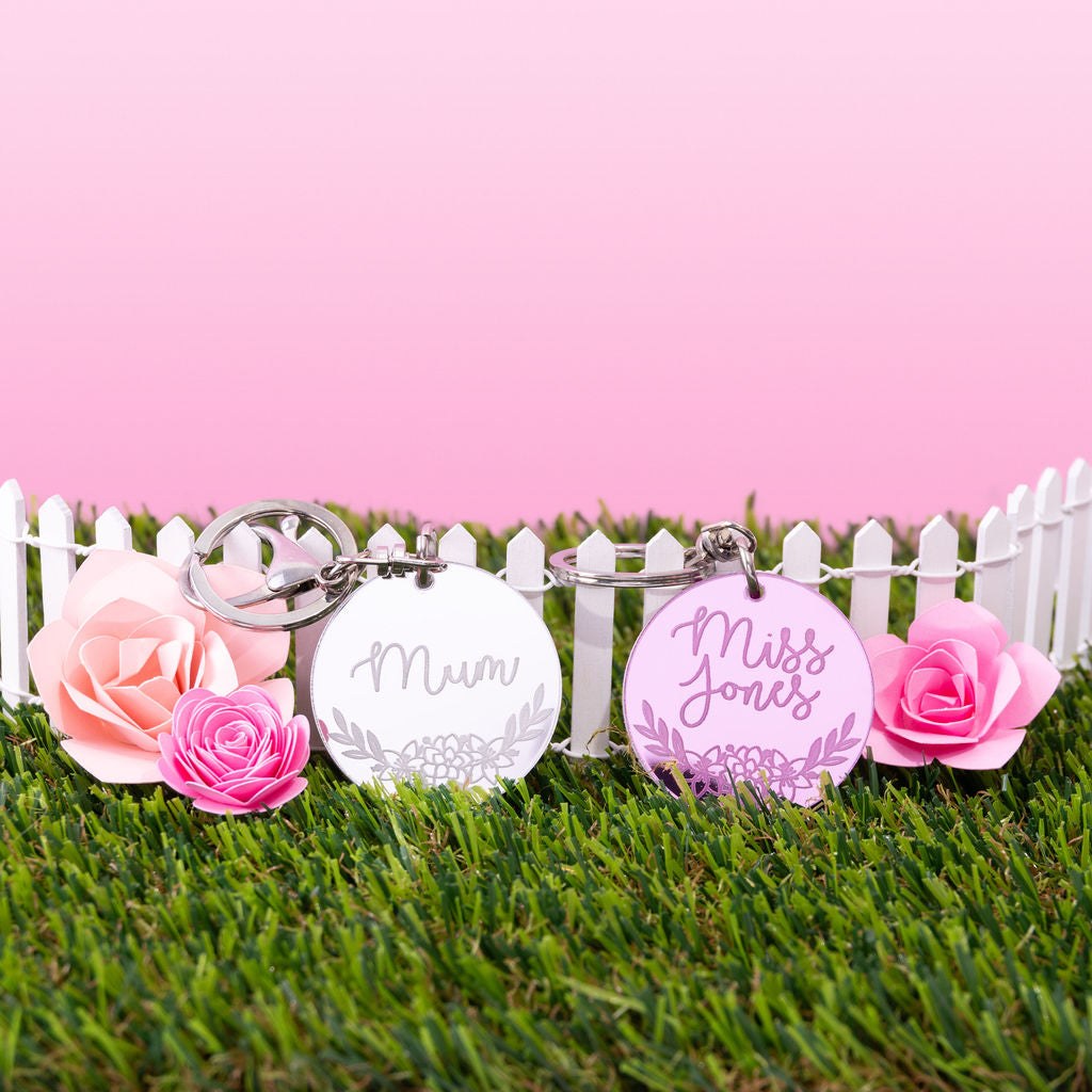 Bloom Personalised Mirror Keychain