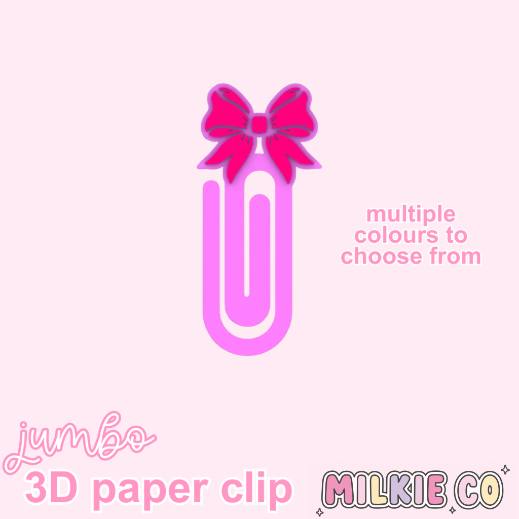 Pink Bow Jumbo Paperclips