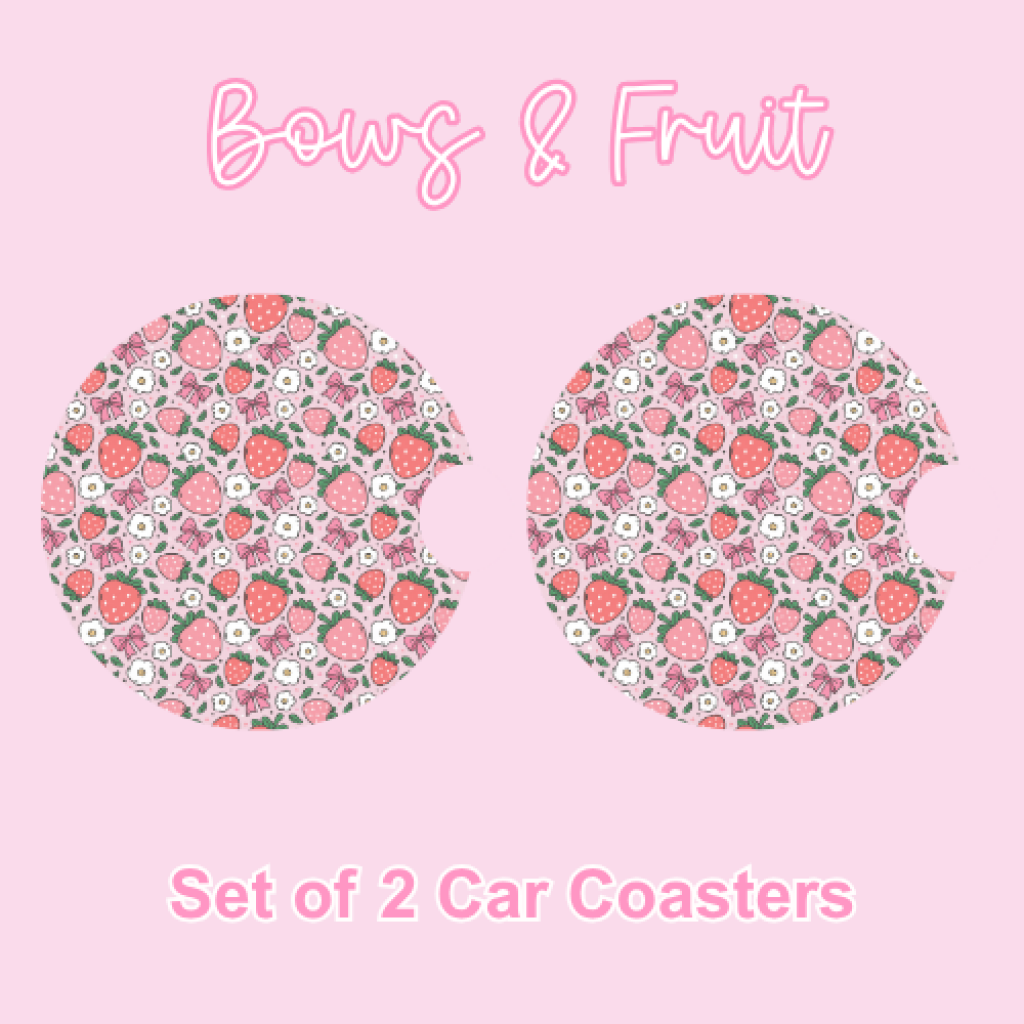 Car Coasters (2pcs) Bows &amp; Fruit