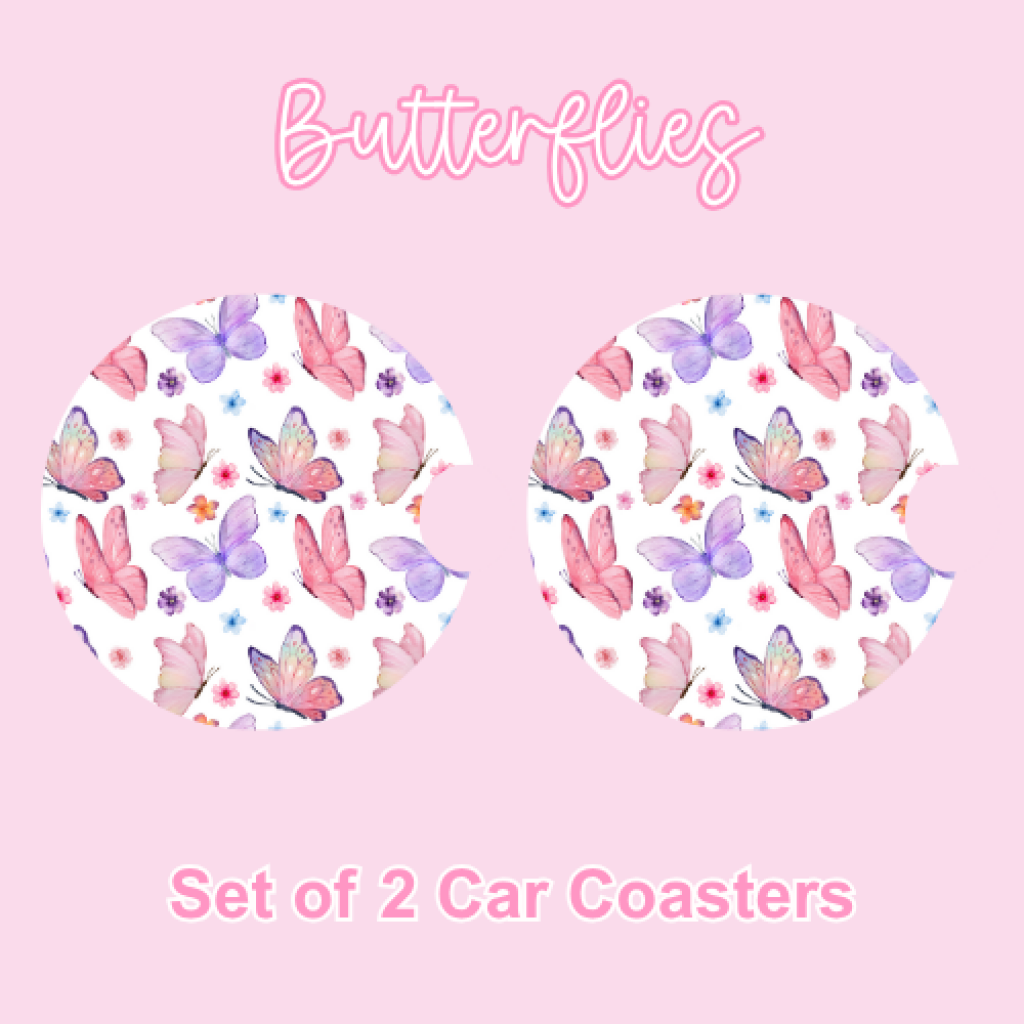 Car Coasters (2pcs) Butterflies