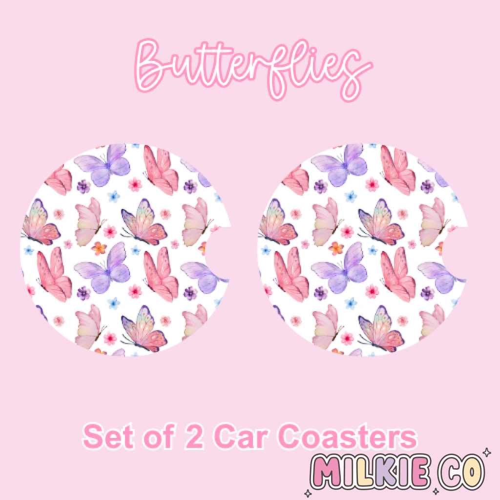 Car Coasters (2pcs) Butterflies