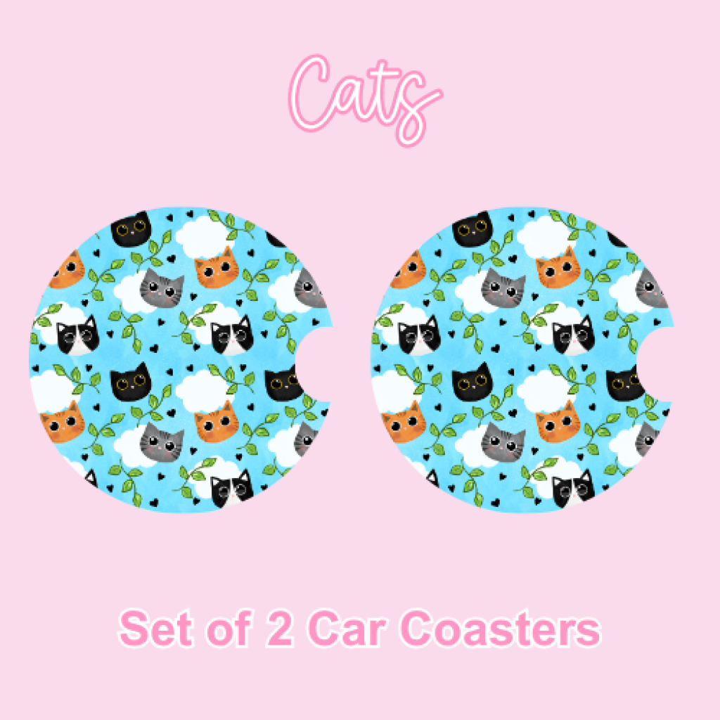 Car Coasters (2pcs) Cats