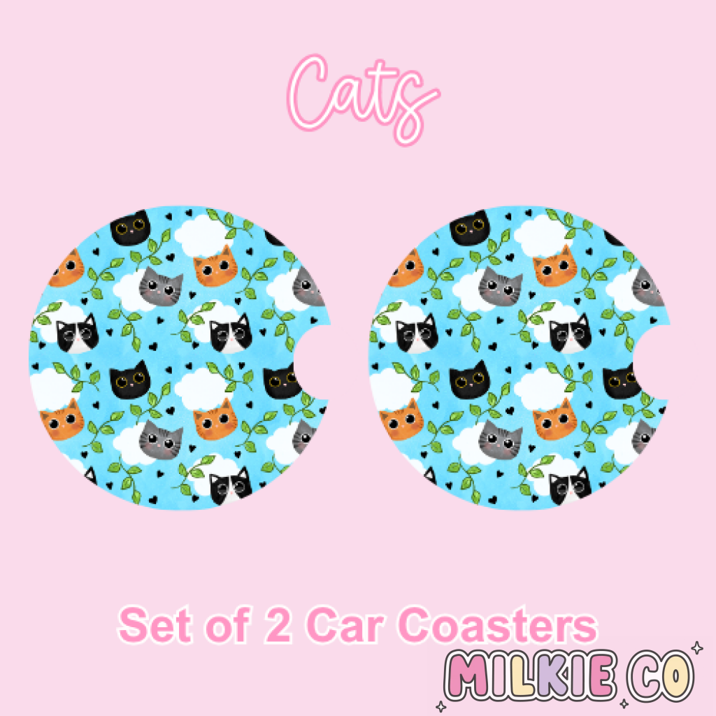 Car Coasters (2pcs) Cats