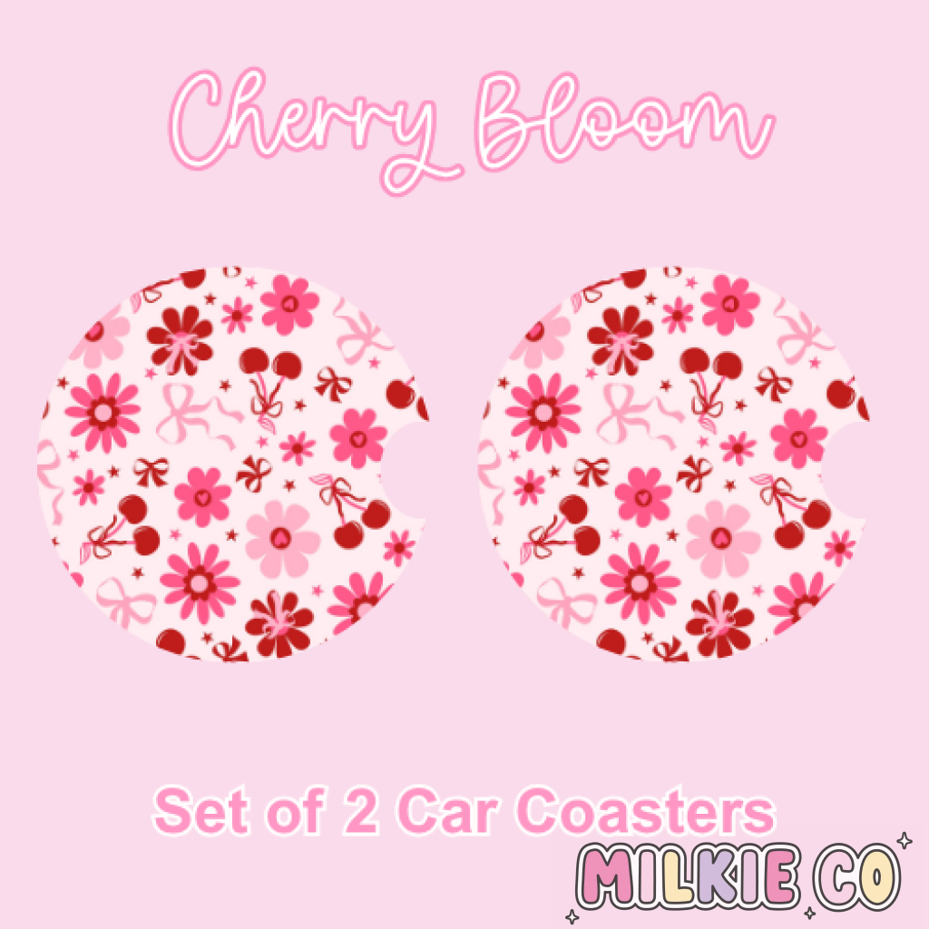 Car Coasters (2pcs) Cherry Bloom