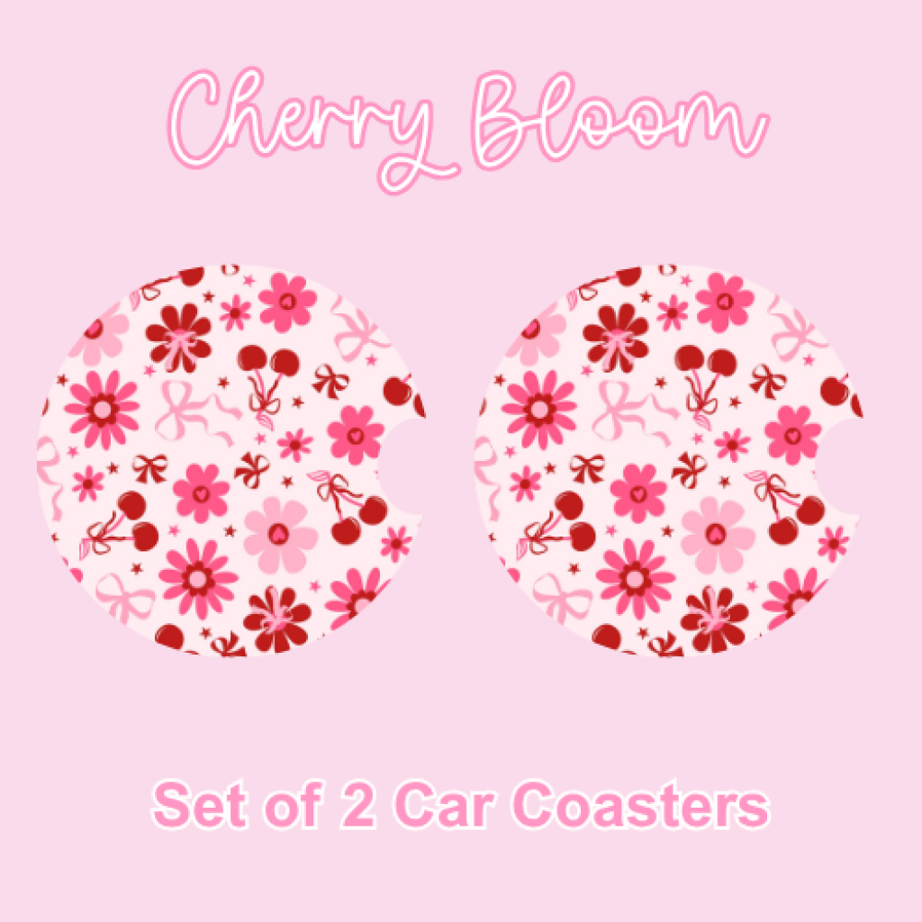 Car Coasters (2pcs) Cherry Bloom