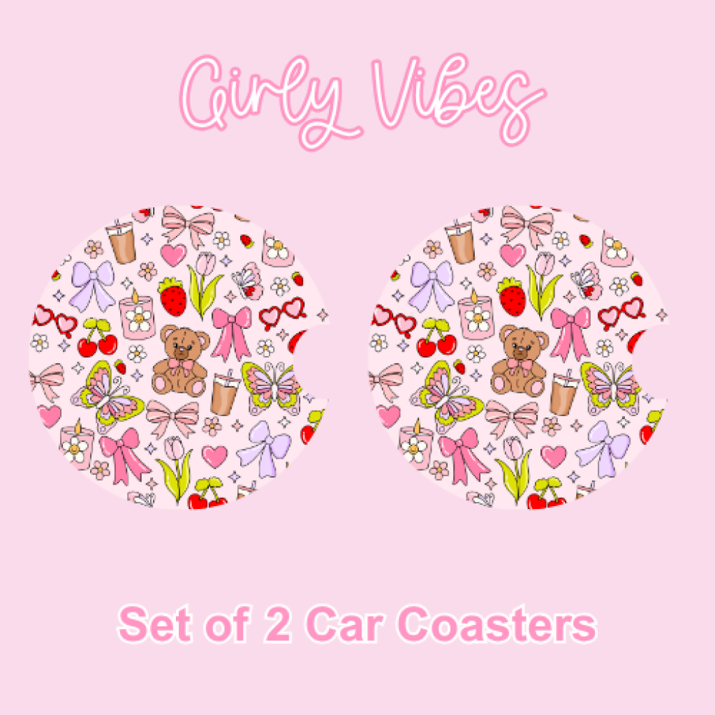 Car Coasters (2pcs) Girly Vibes