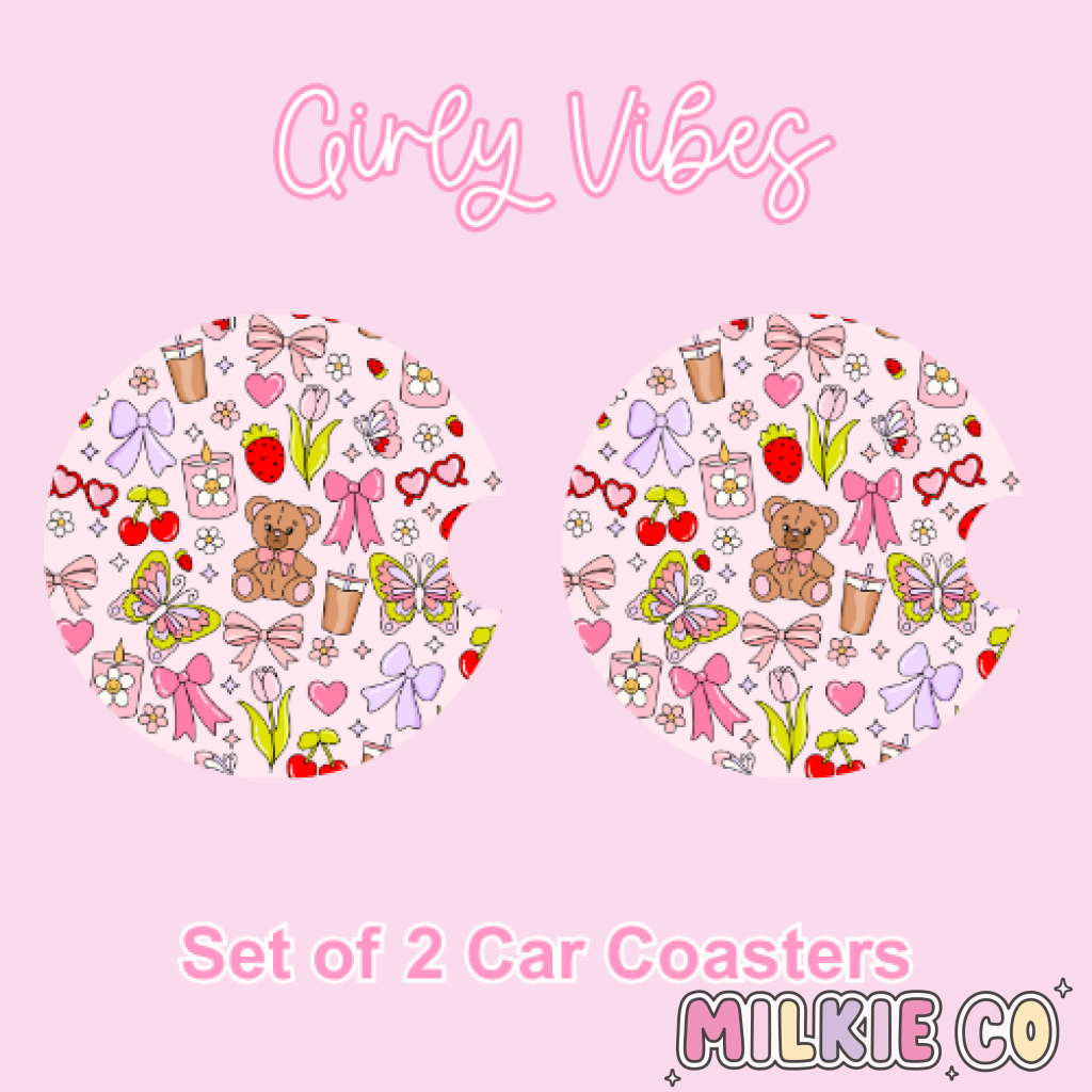 Car Coasters (2pcs) Girly Vibes