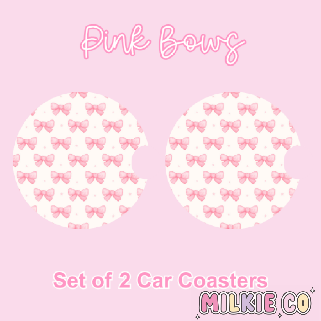 Car Coasters (2pcs) Pink Bows