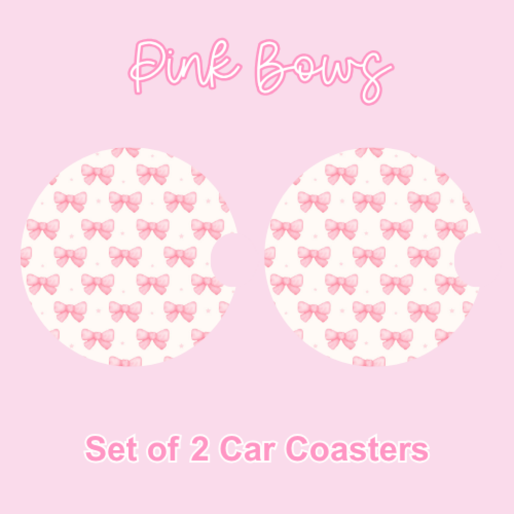 Car Coasters (2pcs) Pink Bows