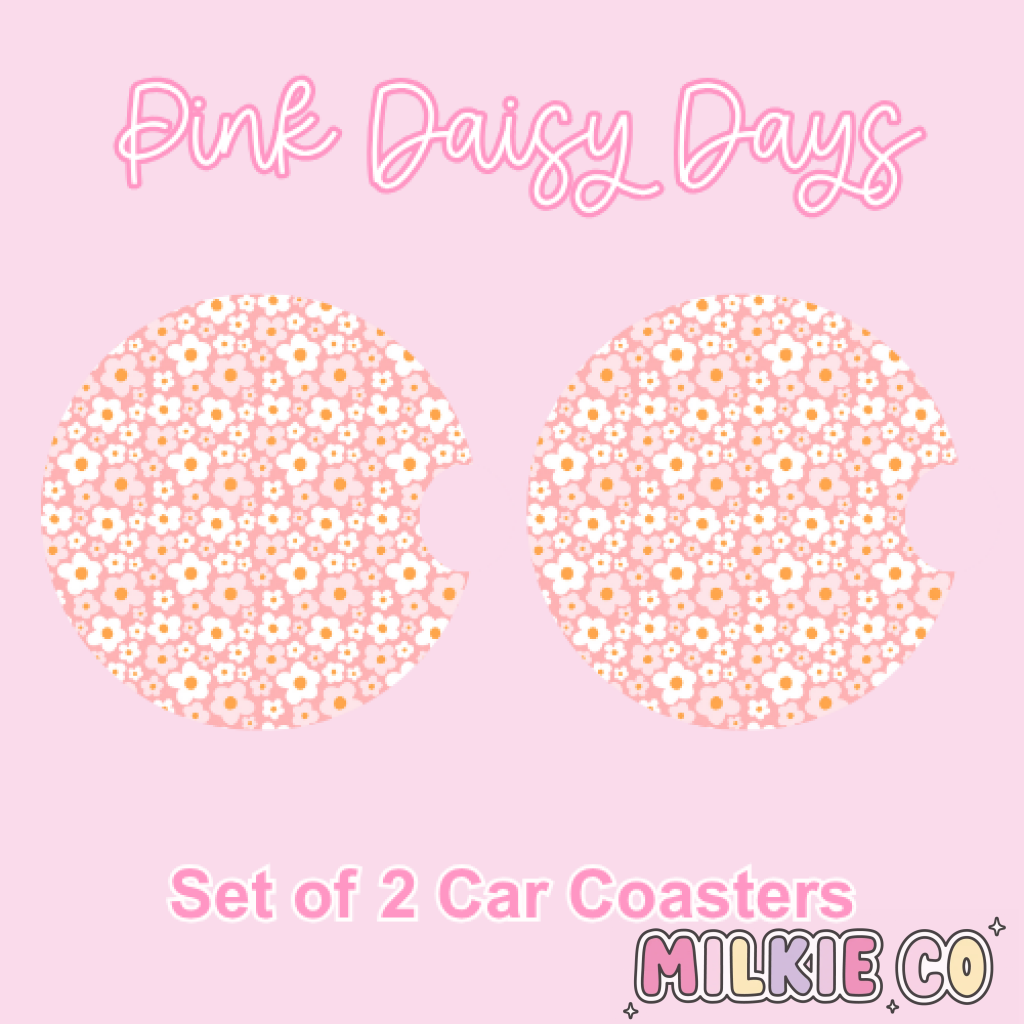 Car Coasters (2pcs) Pink Daisy Days