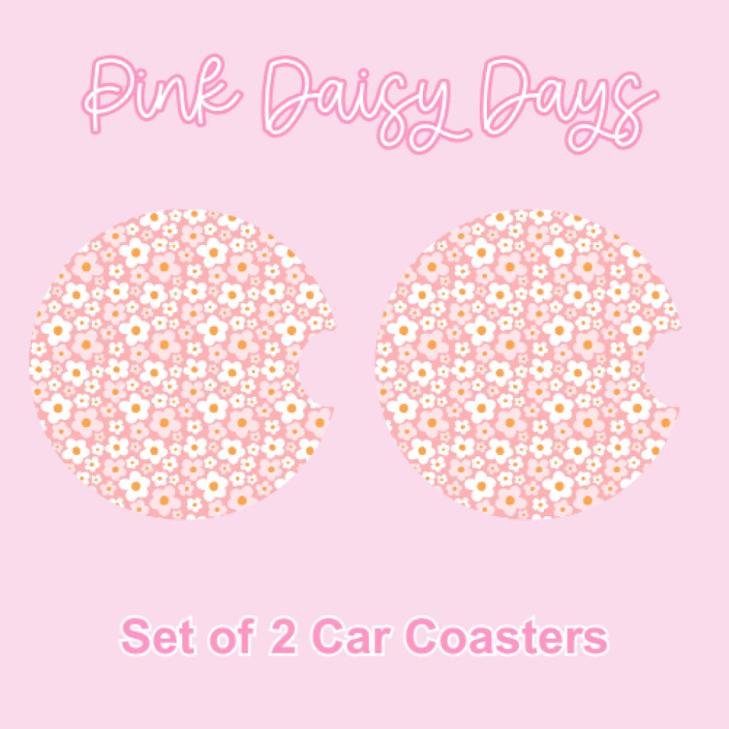 Car Coasters (2pcs) Pink Daisy Days