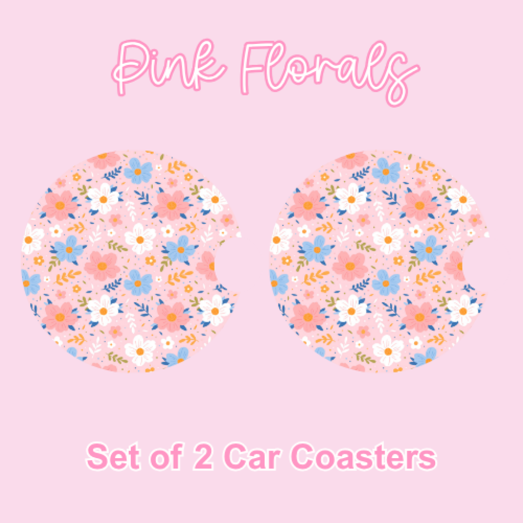 Car Coasters (2pcs) Pink Florals