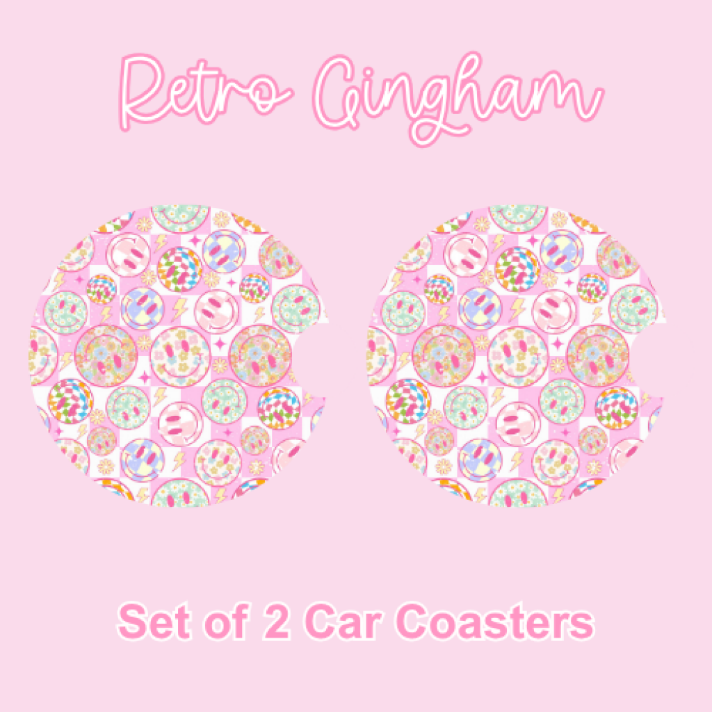 Car Coasters (2pcs) Pink Waves
