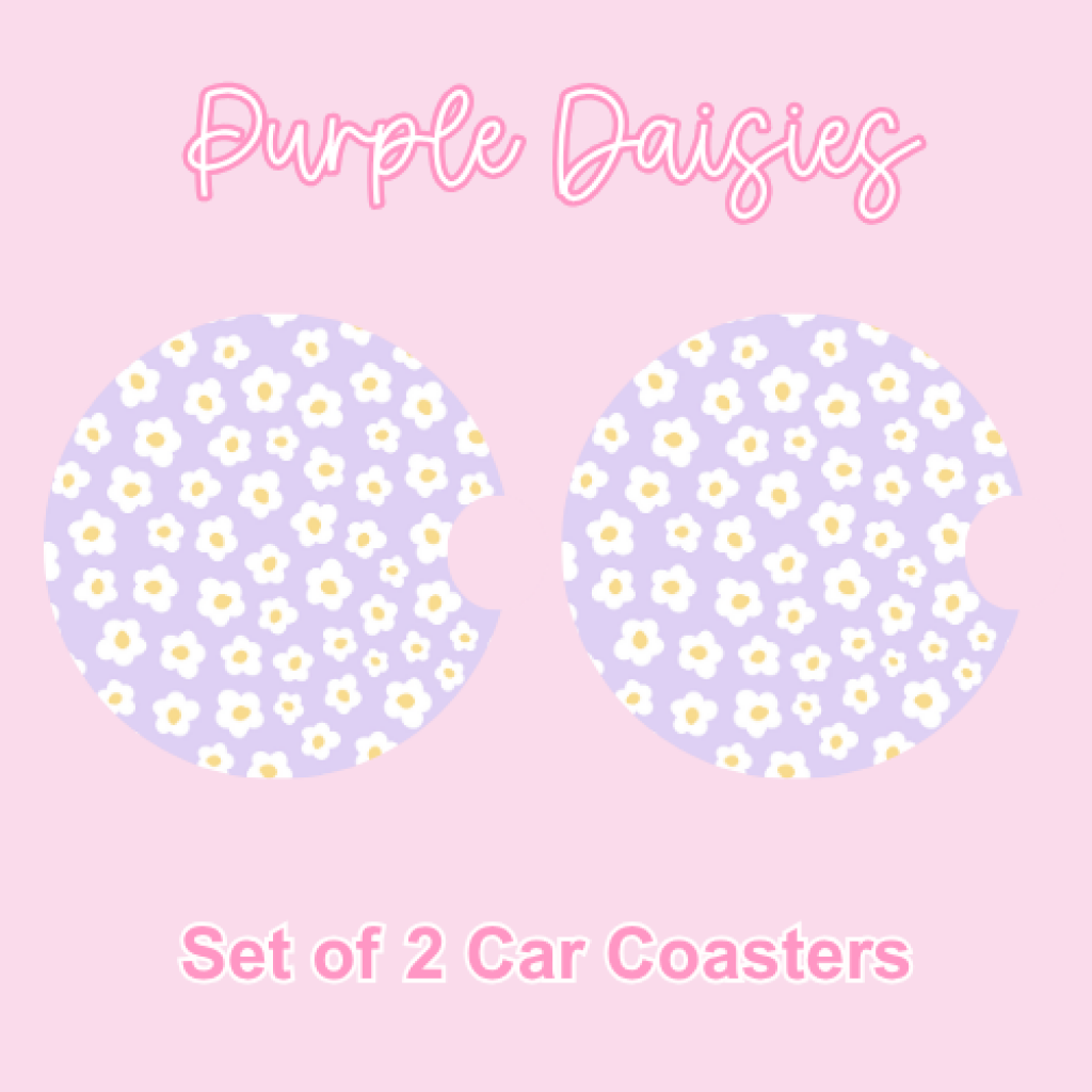 Car Coasters (2pcs) Purple Daisies