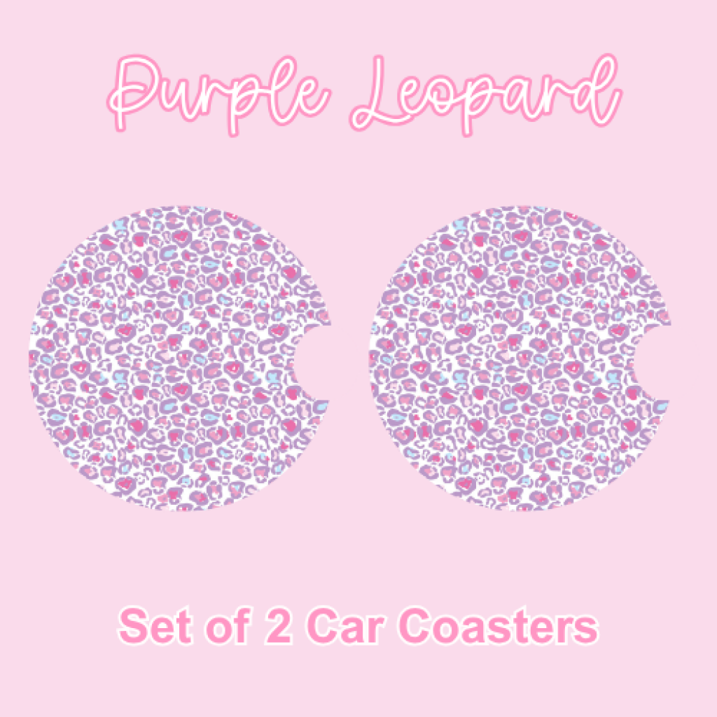 Car Coasters (2pcs) Purple Leopard