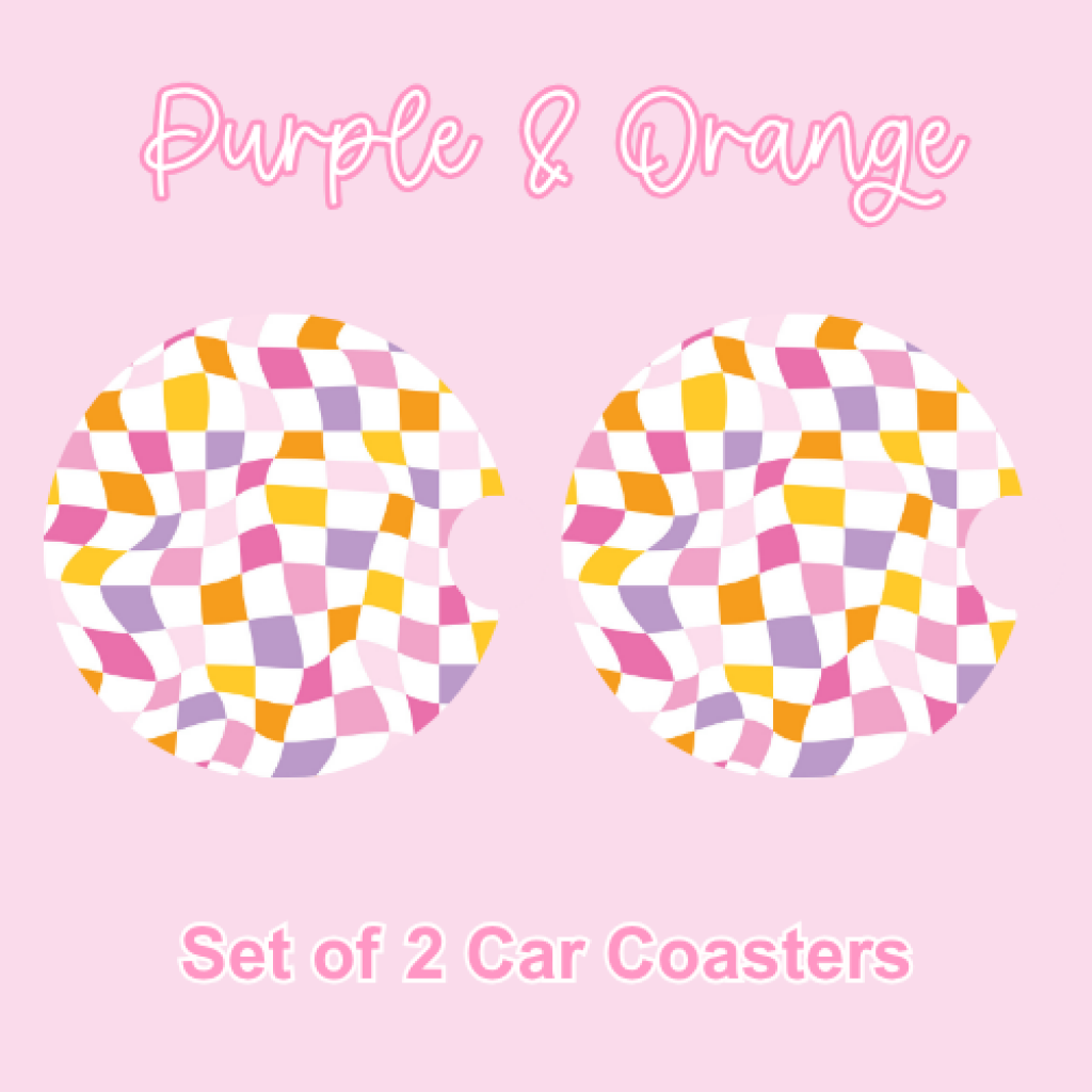 Car Coasters (2pcs) Purple &amp; Orange