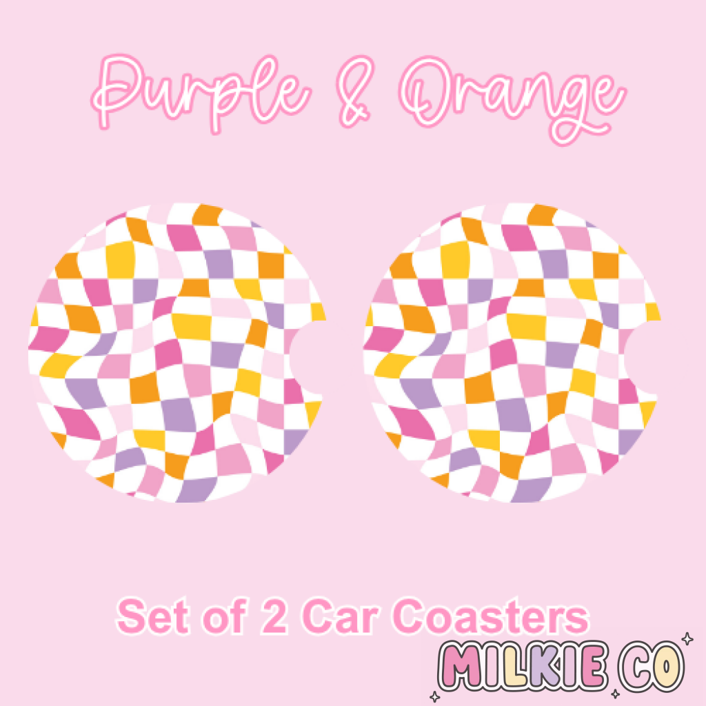 Car Coasters (2pcs) Purple &amp; Orange