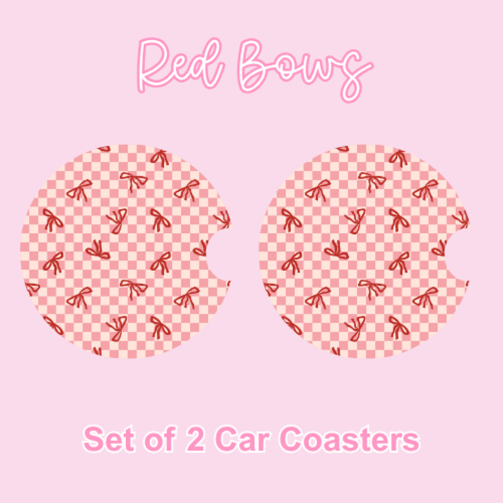 Car Coasters (2pcs) Red Bows