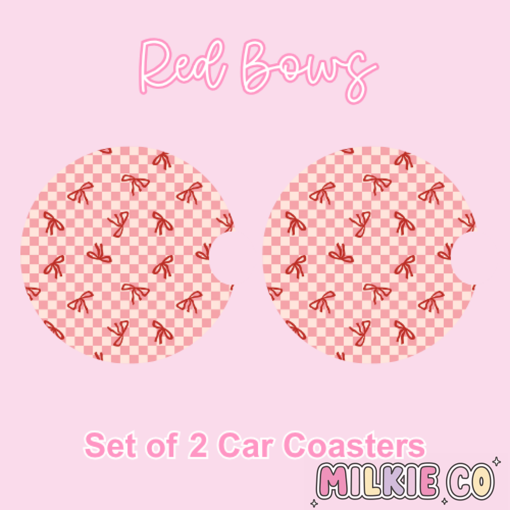 Car Coasters (2pcs) Red Bows