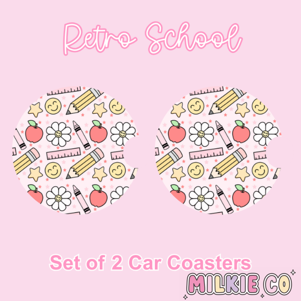 Car Coasters (2pcs) Retro School
