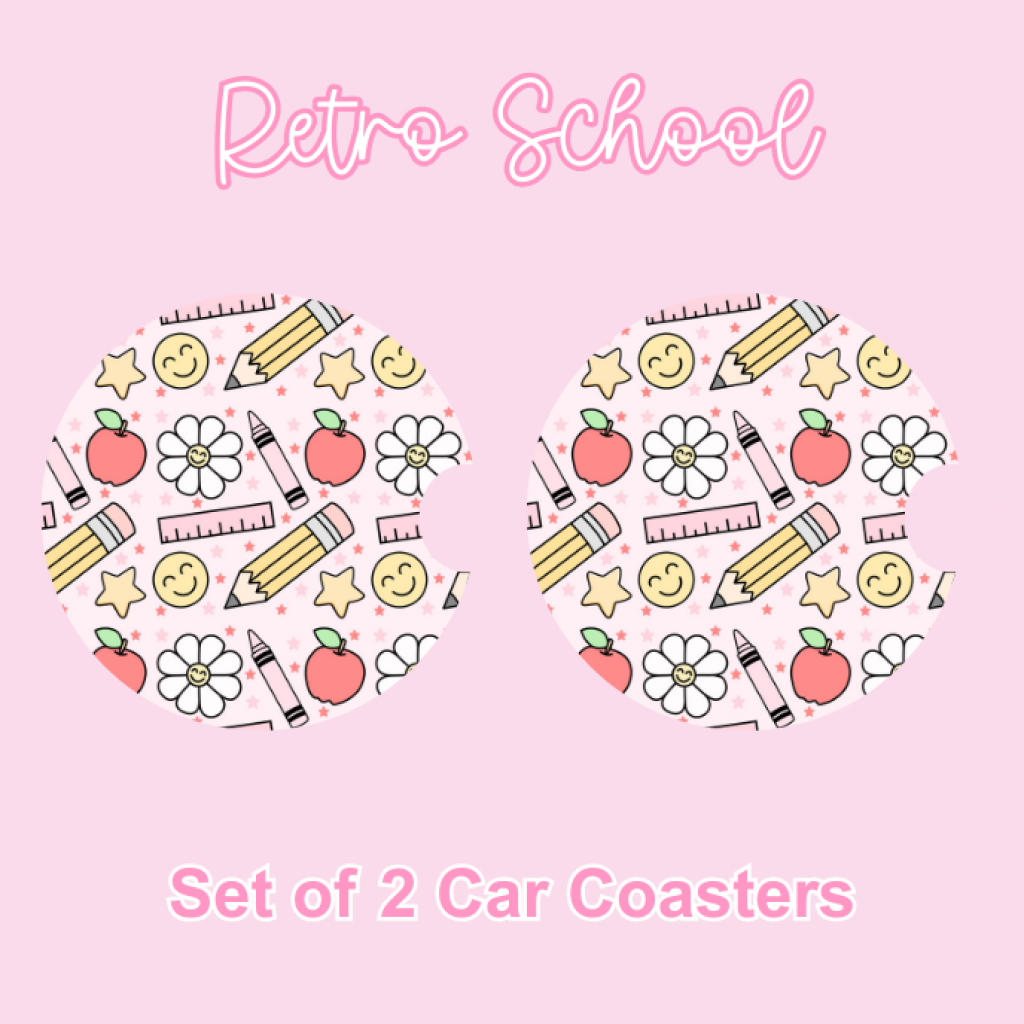 Car Coasters (2pcs) Retro School