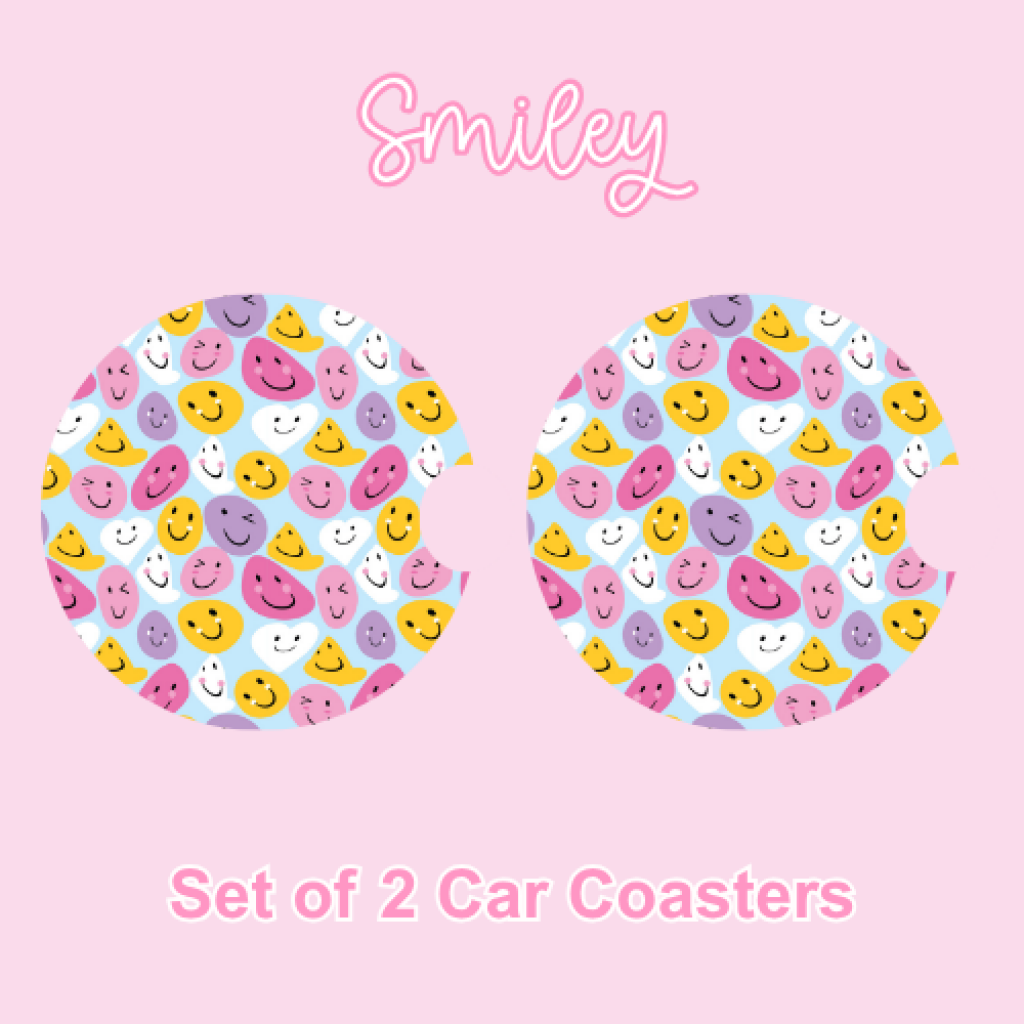 Car Coasters (2pcs) Smiley
