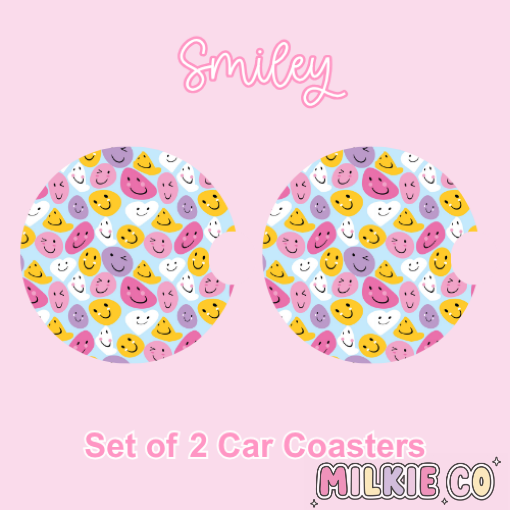 Car Coasters (2pcs) Smiley