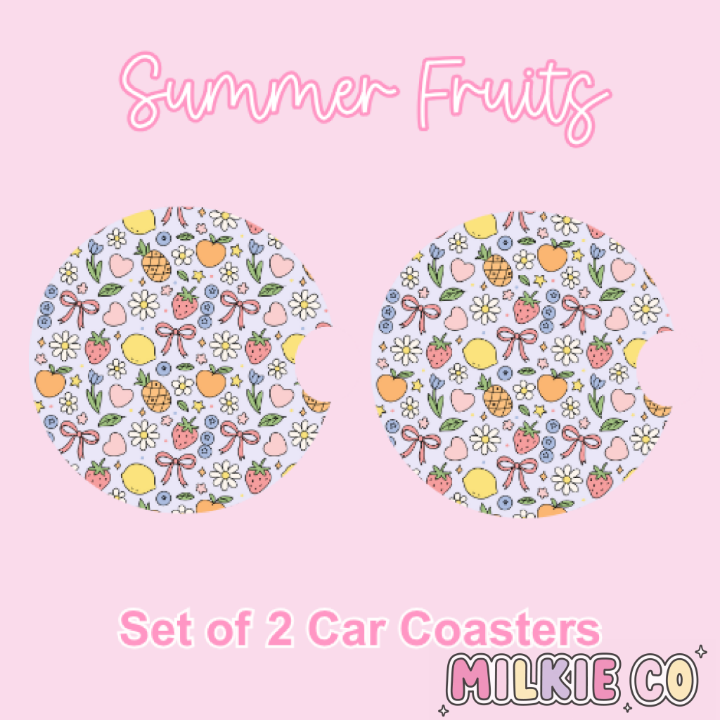 Car Coasters (2pcs) Summer Fruits