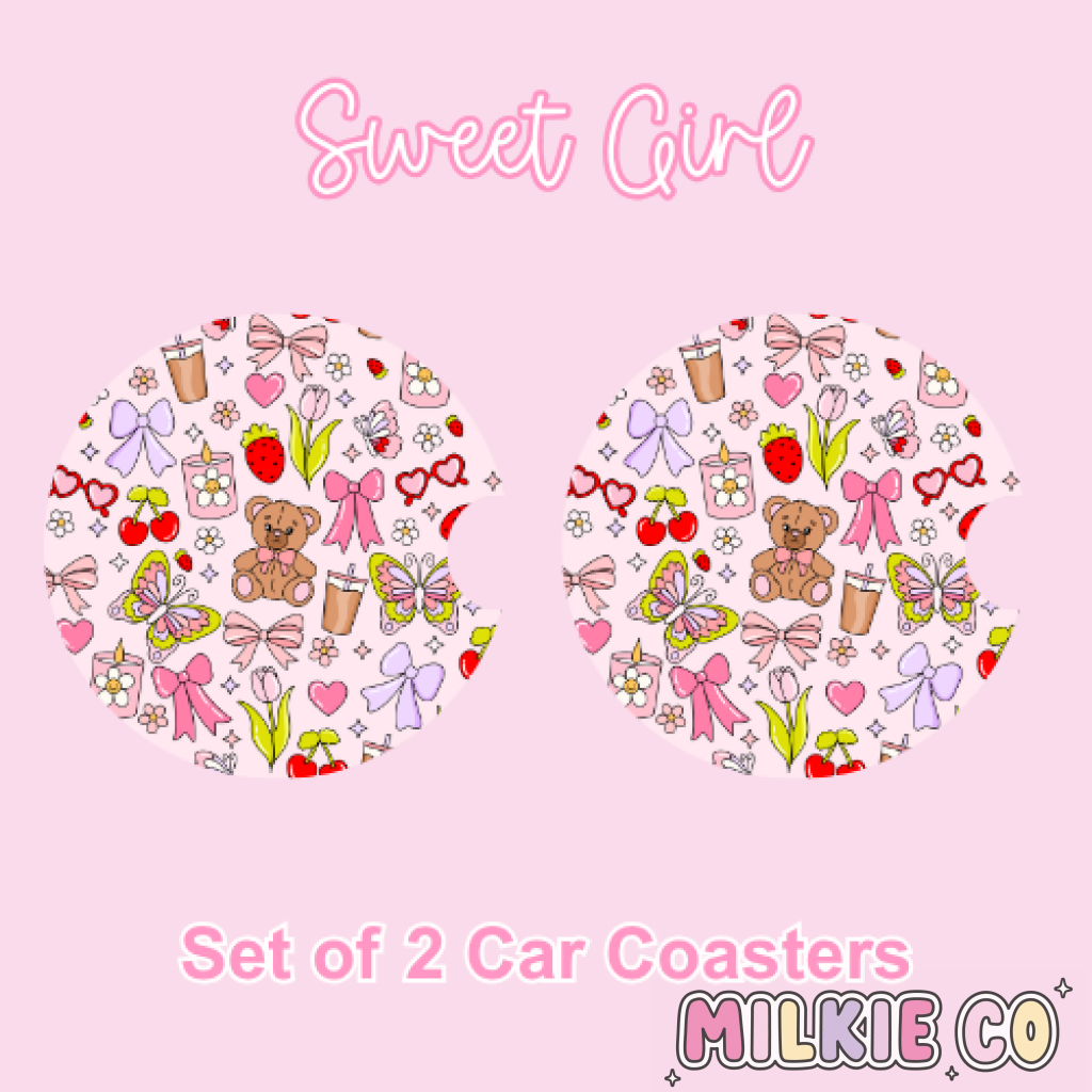 Car Coasters (2pcs) Sweet Girl