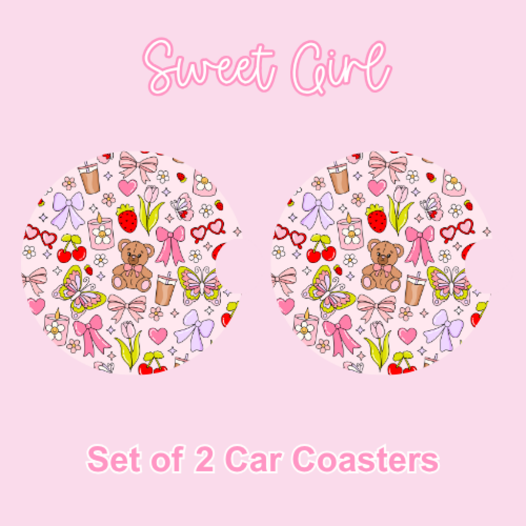 Car Coasters (2pcs) Sweet Girl