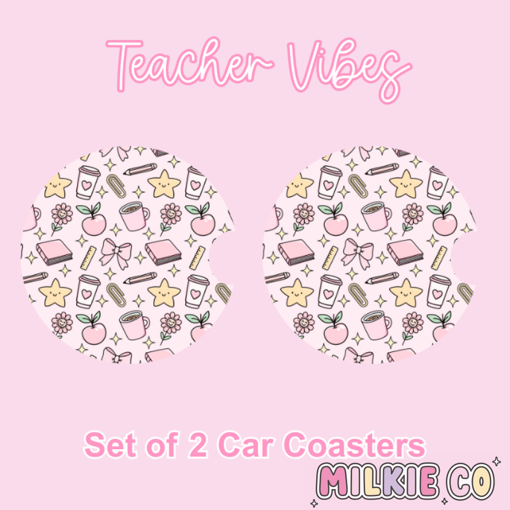 Car Coasters (2pcs) Teacher Vibes