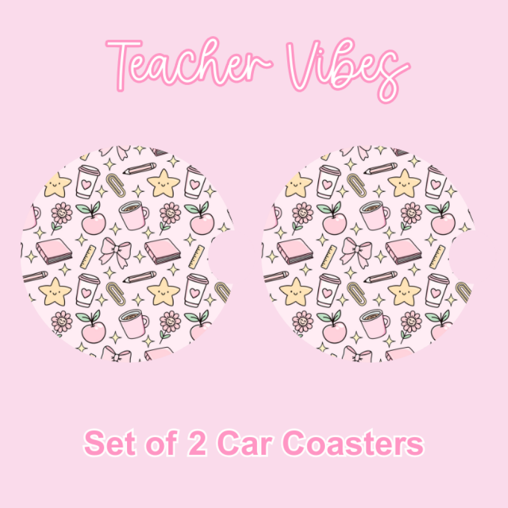 Car Coasters (2pcs) Teacher Vibes