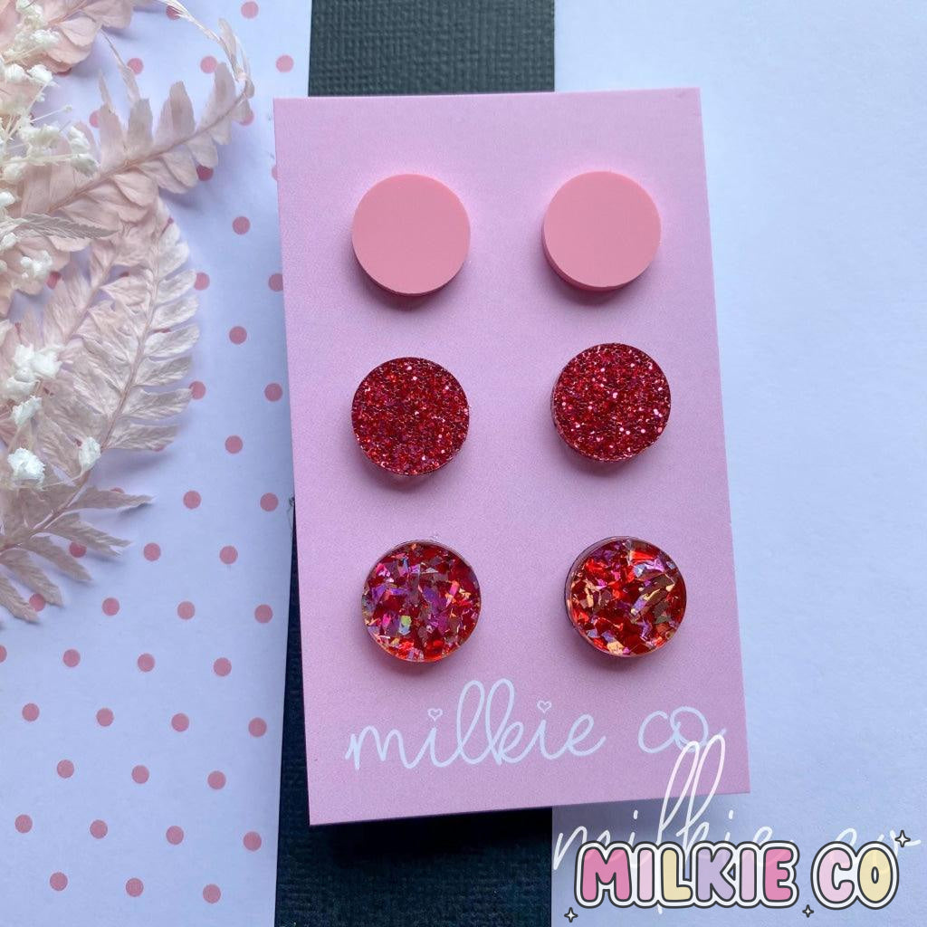 Chunky Love Trio Studs - Milkie Co