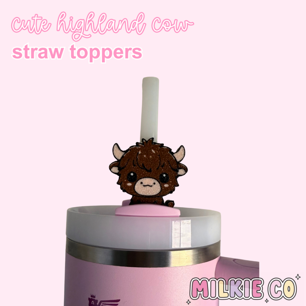 Cute Highland Cow Straw Topper