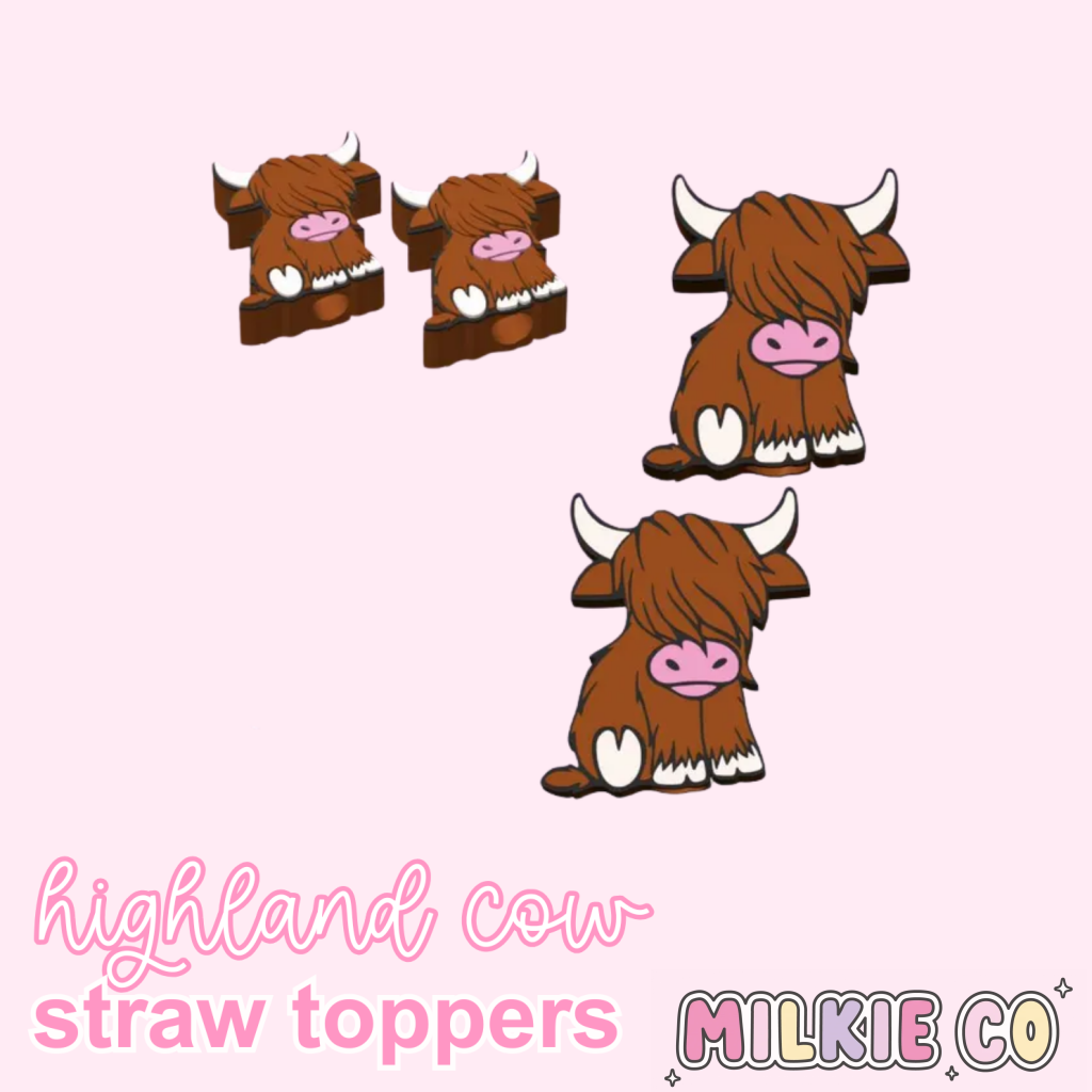 Highland Cow Straw Topper