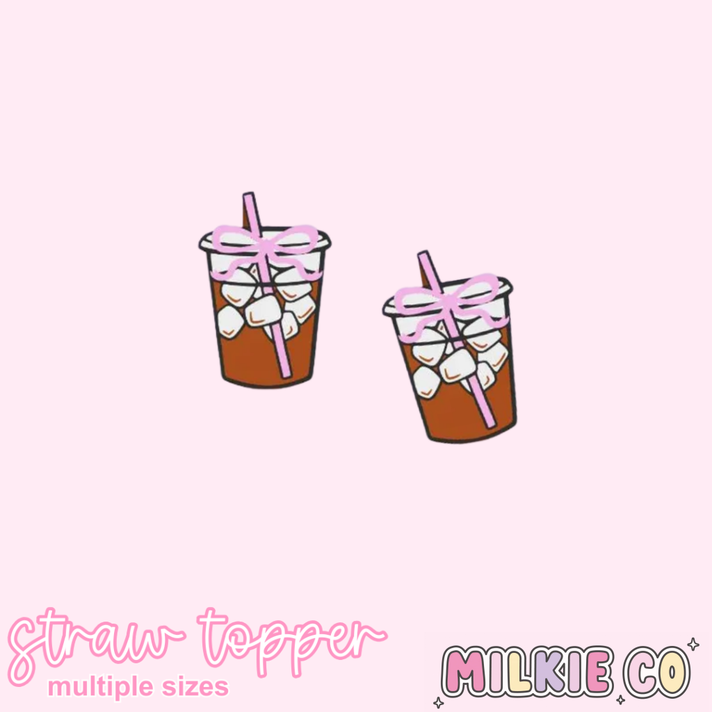 Iced Coffee with Bow Straw Topper