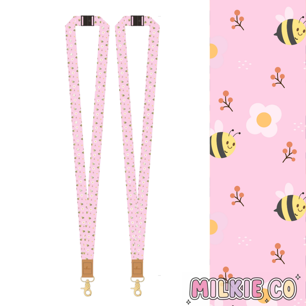 Pink Bee Fabric Lanyard All Products
